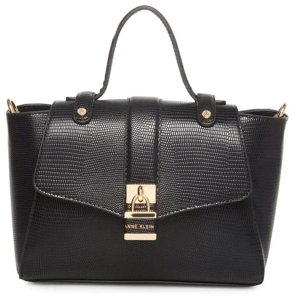 NWOT Anne Klein Black Satchel Convertible Strap Handbag